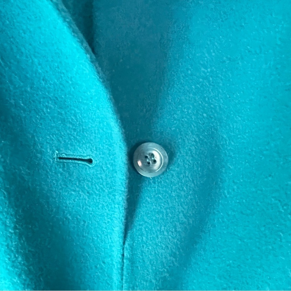 Talbot's Wool Aqua Blue Short Button Front Coat Jacket Button 18W #AO - Picture 3 of 9